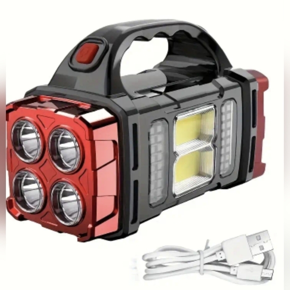 Red Multifunctional LED Solar Camping Light, Bright Portable Rechargeable, T8MIS - Picture 1 of 8
